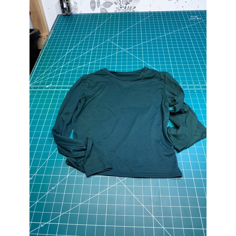 SHEIN Womens Dark Green Long Sleeve Crew Neck Top Size Medium Forest Green
